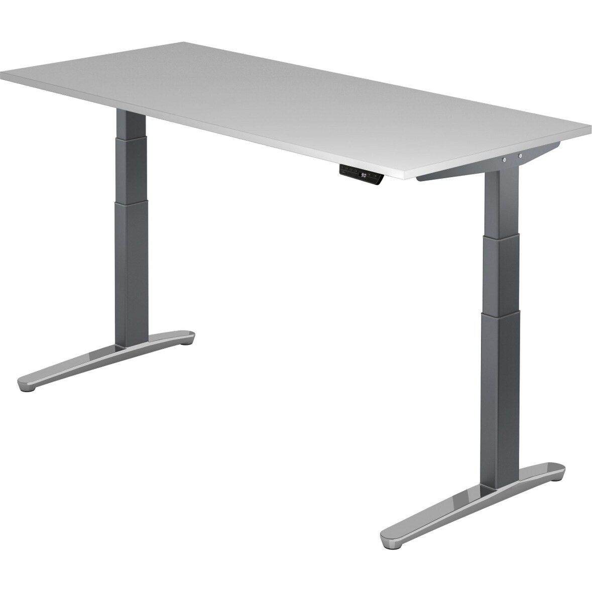 Sitz-Steh-Schreibtisch elektrisch 180x80cm Grau/Graphit-alu