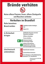 thumbnail of Schild I Aushang Brände verhüten, DIN 14096, bauliche Anlagen, Kunststoff, 210x297mm, ASR A1.3, DIN EN ISO 7010