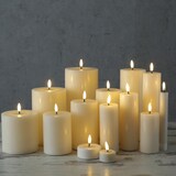 thumbnail of LED Stabkerzen Mia Tafelkerzen Echtwachs flackernd H: 24cm creme 2Stk