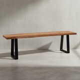 thumbnail of Esszimmerbank 160x40x45,5 cm Akazie Massivholz / Metall mit Baumkante, Esstischbank Holzbank Massiv ohne Lehne, Küchenbank Essbank Modern, Sitzbank