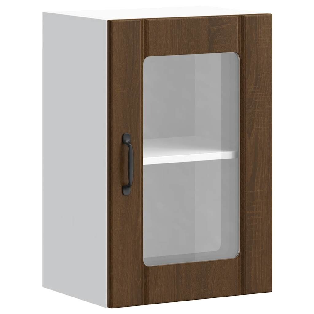vidaXL Küchen-Hängeschrank mit Glastür Lucca Braun Eichen-Optik