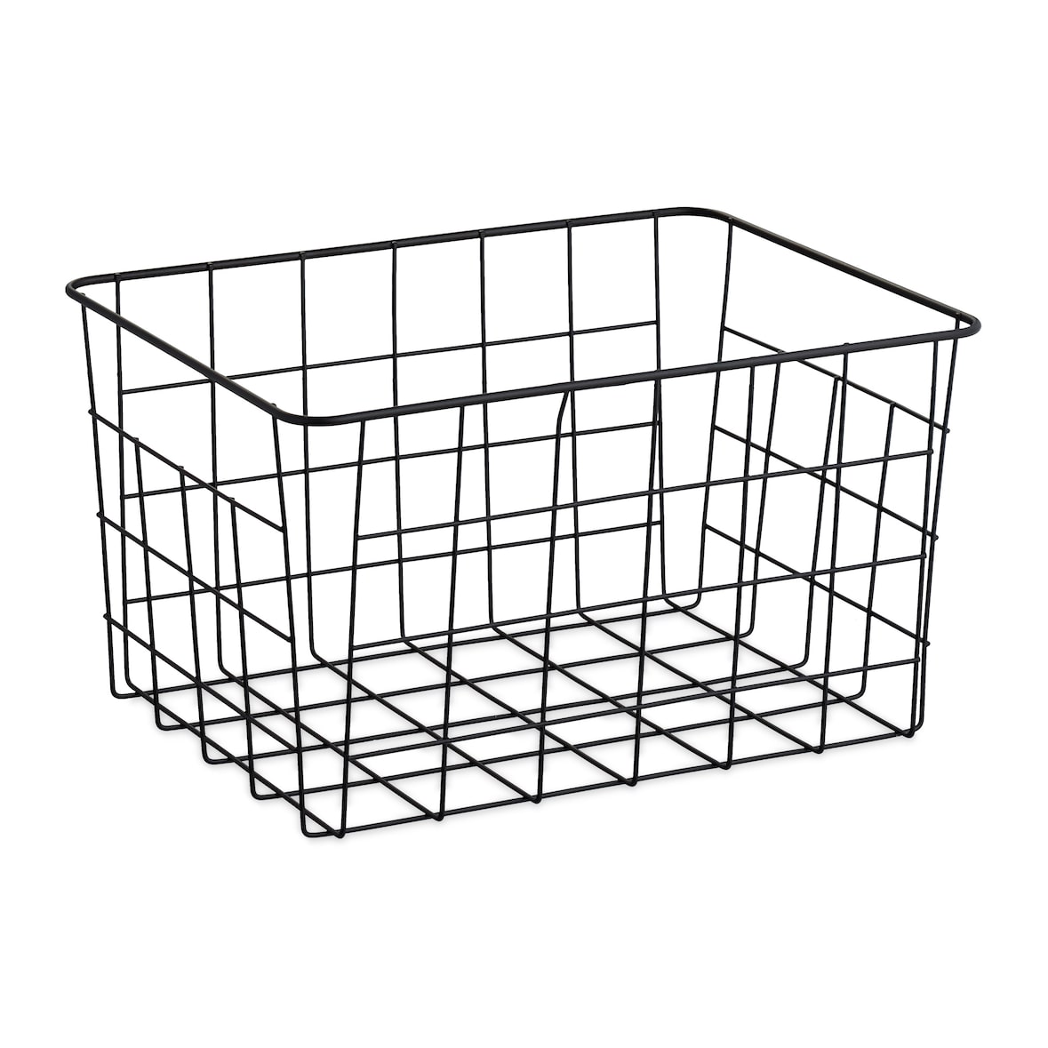 Relaxdays Drahtkorb 3er Set, rechteckig, Gitterkorb zur Aufbewahrung, HBT: 15,5 x 28 x 20 cm, Deko Metallkorb, schwarz