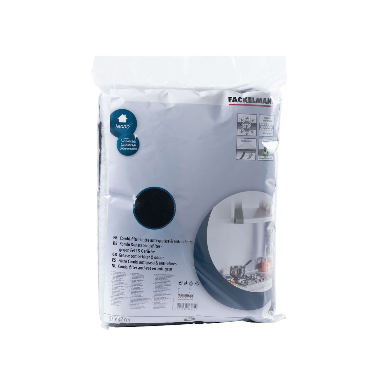 Fackelmann 57 x 47 cm polyester en actieve kool afzuigkapfilter - Accessoires voor afzuigkappen en frituurpannen