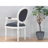 thumbnail of Rokoko/Amaretta Esszimmerstuhl mit Armlehne antik weiss, Stoff schwarz gestreift.