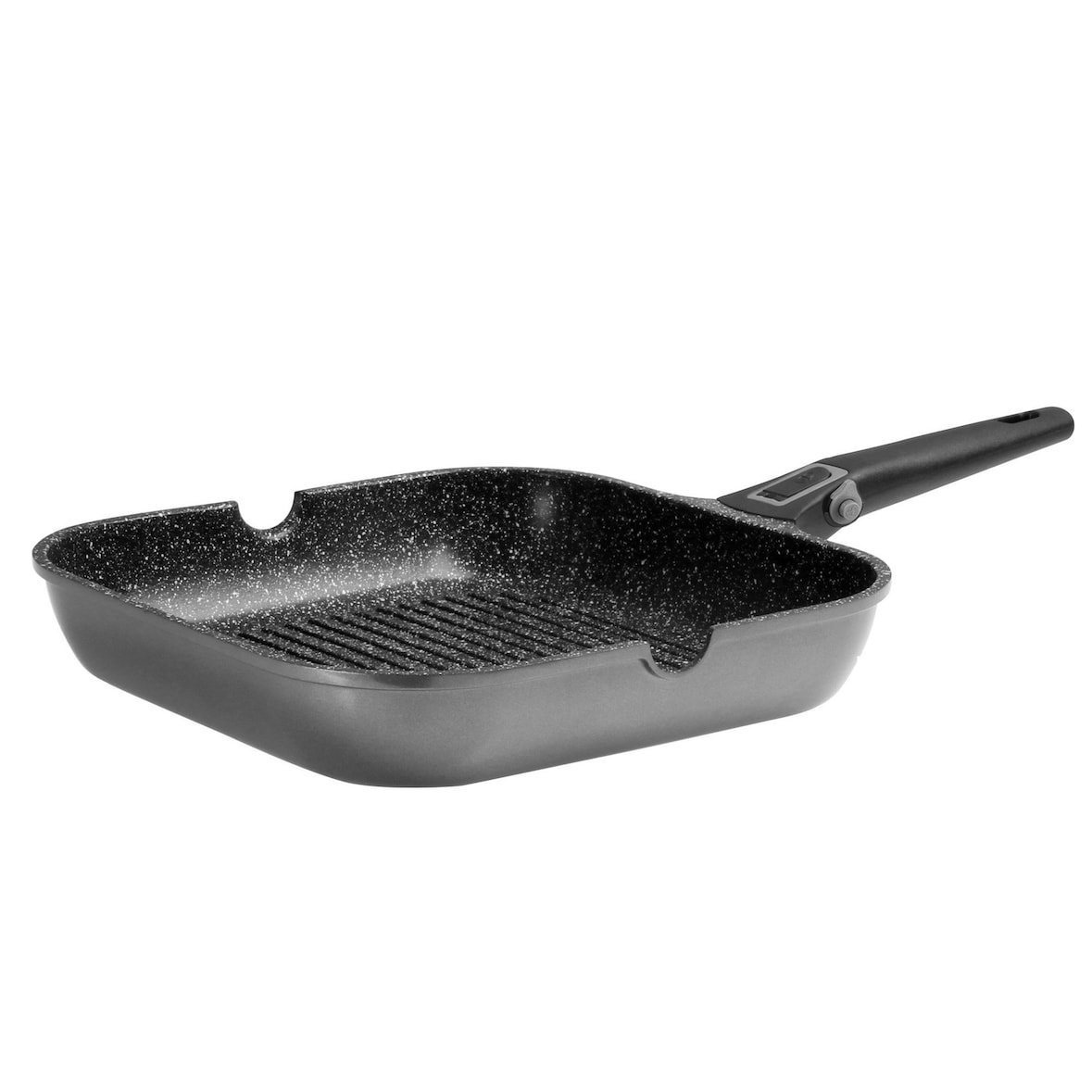STONELINE® Imagination PLUS Grillpfanne 28 x 28 cm, mit abnehmbarem Griff, mit 2 Ausgüssen, Backofengeeignet