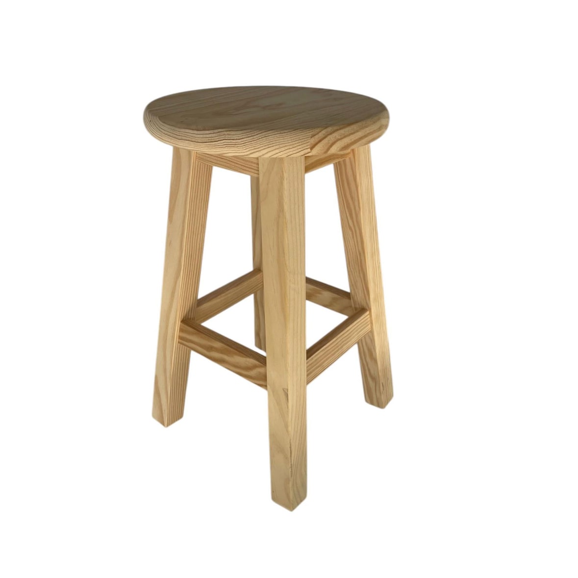 WellHome - Runder Massivholzhocker in Naturfarbe 29x29x50cm
