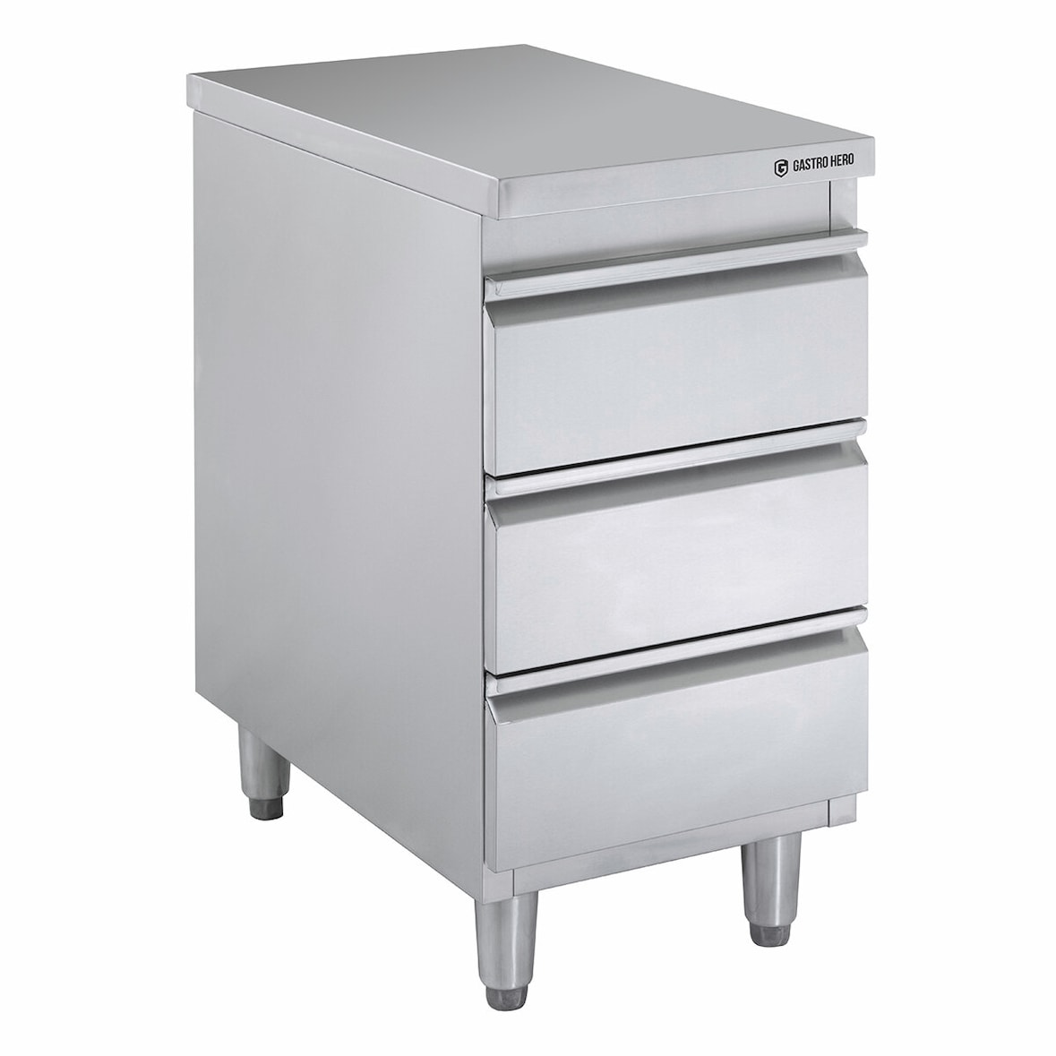 GastroHero Edelstahl-Schubladenschrank BASIC 3er Einheit 600