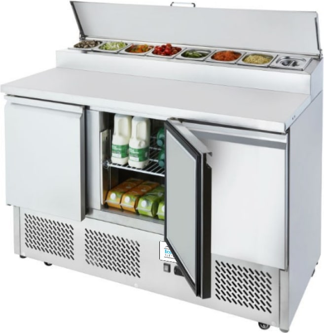 ICE-A-COOL 3 türige Belegstation mit Edelstahldeckel inklusive 8 * GN1/6, 380 Liter Kapazität