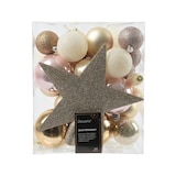 thumbnail of 33 Weihnachtskugeln Kunststoff mit Christbaumstern Set bruchsicher Christbaumkugeln Weihnachtsbaumkugeln Christbaumspitze Beige Rosa Mix