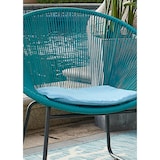 thumbnail of Möbilia Garten Sitzgruppe 5-tlg. aus Polyrattan | 2 Stühle inkl. Sitzkissen | Tisch B 51 x T 51 x H 50 cm | türkis-hellblau