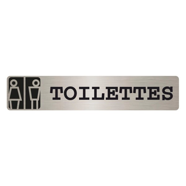 Picto adhésif gris métallisé TOILETTES