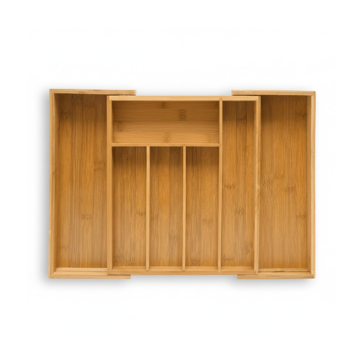 Relaxdays Besteckkasten Bambus, ausziehbarer Besteckeinsatz als Küchenorganizer, Schubladeneinsatz 5x29-48x34 cm, natur