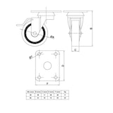 thumbnail of Möbelrollen 4er Set ø 60mm Hartgummirollen inkl. Bremse und Anschraubplatte