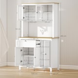 thumbnail of HOMCOM alacena de cocina moderno mueble auxiliar de cocina con 5 puertas estante ajustable cajón y encimera de microondas abierta 100x40x180 cm blanco