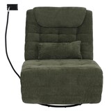 thumbnail of Relaxsessel HWC-P92, TV-Sessel Fernsehsessel, drehbar Kippfunktion Handyhalterung, Stoff Chenille (260g/m²) ~ grün