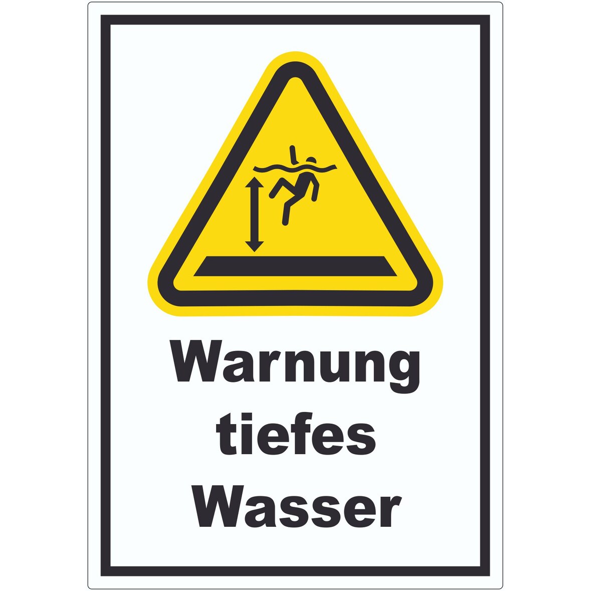 Aufkleber Warnung tiefes Wasser A9 (37x52mm)