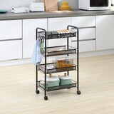thumbnail of HOMCOM Carrello da Cucina a 4 Ripiani con 4 Ganci e 4 Ruote Nero