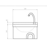 thumbnail of Handwaschbecken aus Edelstahl mit Kniebedienung und zeitgesteuertem Wasserfluß Nr.0067