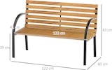 thumbnail of Outsunny Banco de Jardín de 2 Plazas 122x60x83 cm con Respaldo y Apoyabrazos Listones de Madera y Marco de Acero Carga 220 kg Color Natural y Negro