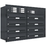 thumbnail of AL Briefkastensysteme 8 Fächer Premium Unterputz Briefkasten Anlage mit Klingeln RAL 7016 Anthrazit Grau, A4, wetterfest, Artikelnummer 132P8U2KSP7016