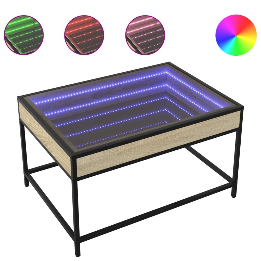 vidaXL Salontafel met Infinity LED 70x50x41 cm sonoma eikenkleurig