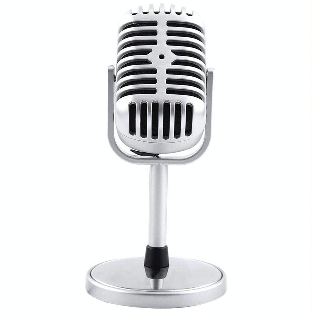 Microphone Classique Argent 3.5mm Câble 2.2m Hauteur 15cm Réponse 30-16000Hz YONIS