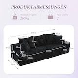 thumbnail of Merax 2-Sitzer-Sofa mit beidseitigen Taschen & Getränkehaltern, Schlafsofa nutzbar, Corduroy, Schwarz