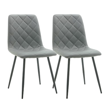 METRO PROFESSIONAL Silla de restaurante tapizada Jara, juego de 2, acero/piel sintética, gris/negro