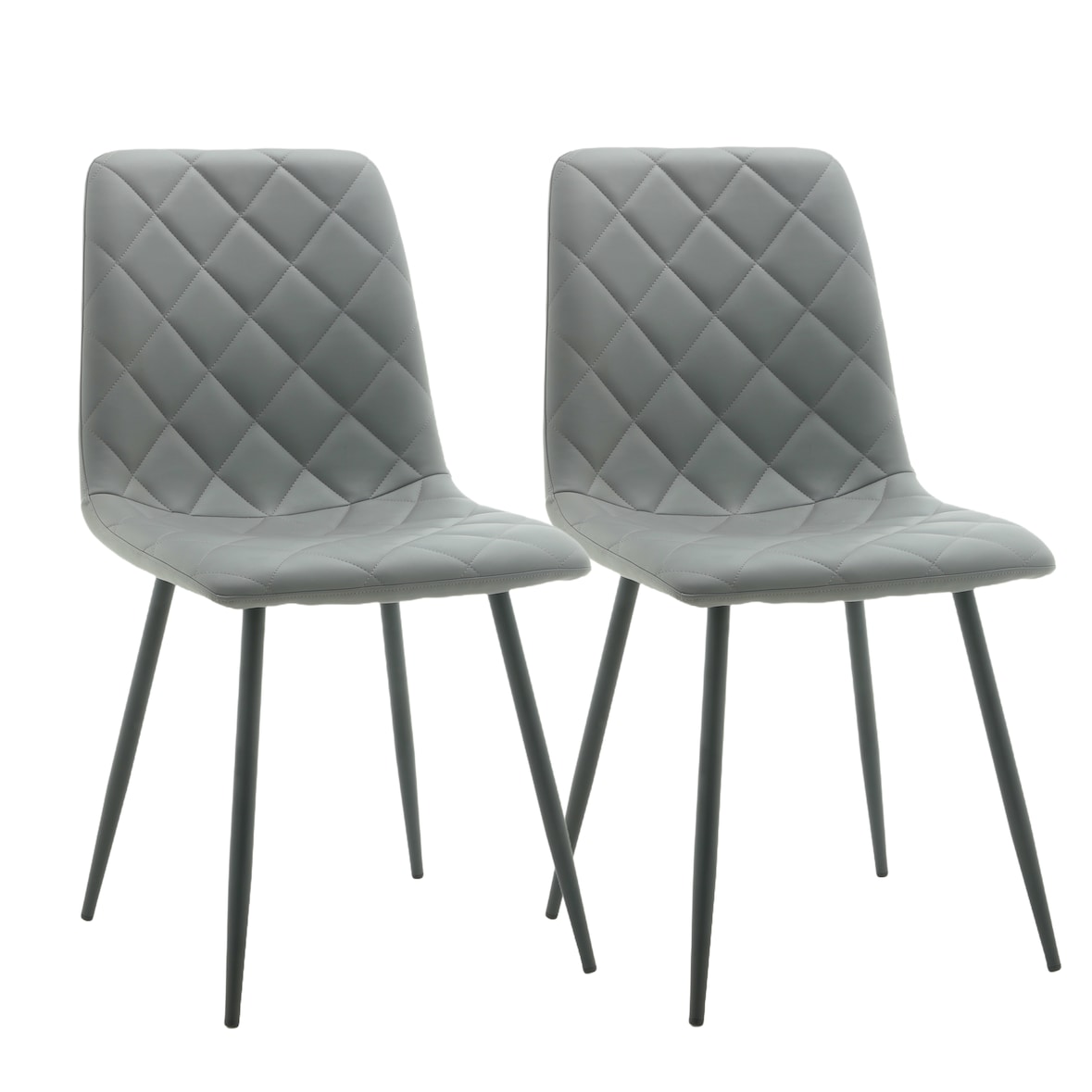 METRO PROFESSIONAL Silla de restaurante tapizada Jara, juego de 2, acero/piel sintética, gris/negro