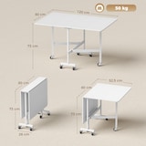 thumbnail of HOMCOM mesa plegable de comedor para 4-6 personas mesa de comedor plegable con ruedas y alas abatibles mesa abatible para cocina 120x80x73 cm blanco