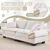 thumbnail of 3-Sitzer Sofa Samt ultratief Massivholzrahmen gepolsterte Armlehnen stabile Kunststofffüße 220x80 Kissen Wohnzimmer Sofa Beige