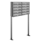 thumbnail of AL Briefkastensysteme 10 Fächer Premium Edelstahl Stand Briefkasten Anlage für Post A4 modern, robust, wetterfest, Artikelnummer: 132T10S2