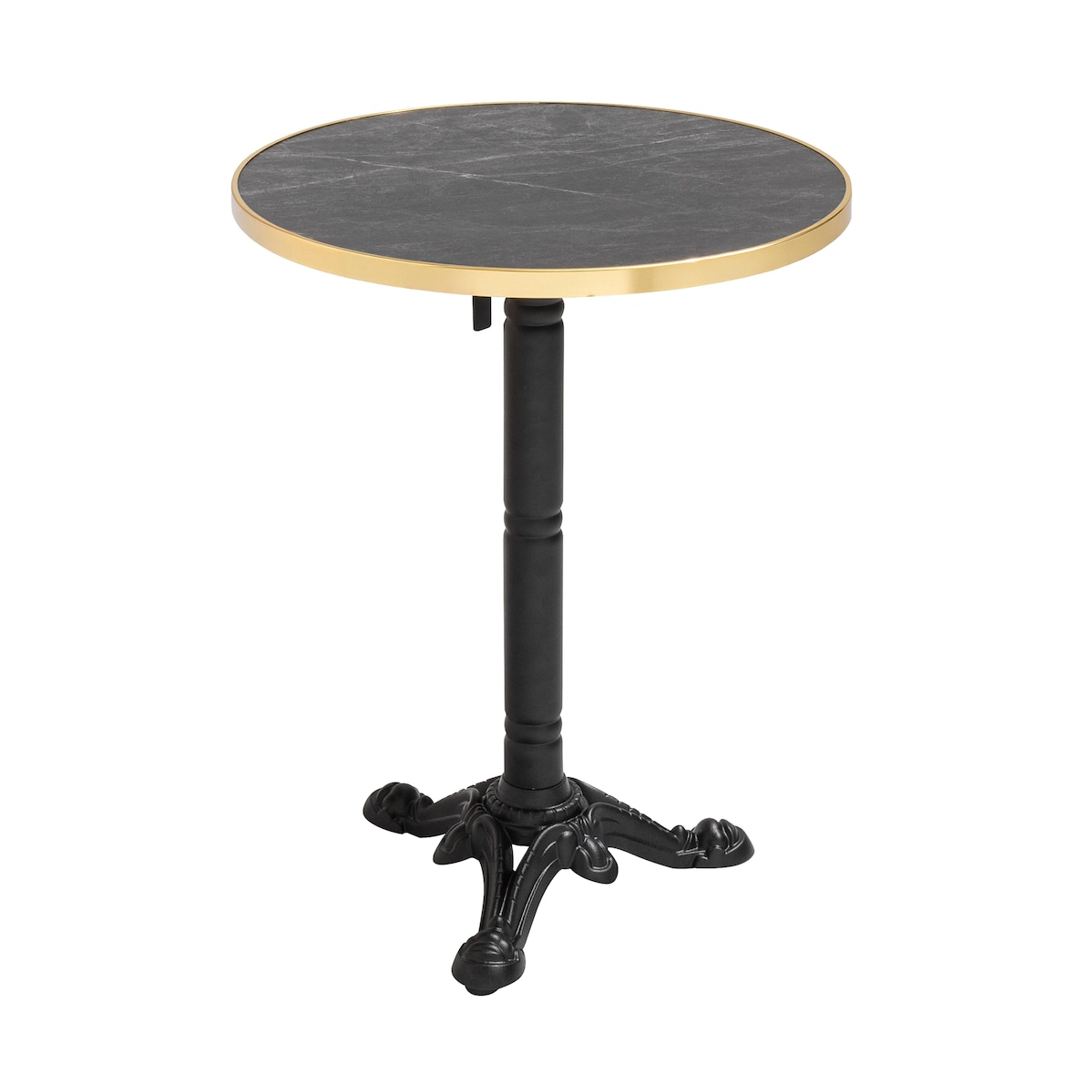 Table ronde 60 cm inclinable marbre noir/doré et pied noir