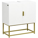 thumbnail of kleankin mueble para debajo del lavabo armario para lavabo de baño moderno armario bajo con 2 puertas y patas de acero dorado 60x30x65 cm blanco