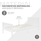 thumbnail of ML-Design Holzbett 90x200 cm Weiß – Kiefernholz Massivholzbett mit Lattenrost & Füßen, Einzelbett mit Kopf- & Fußteil, Jugendbett für Kinder &