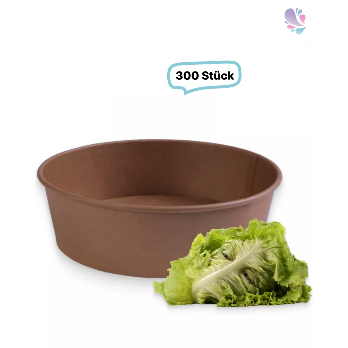 Salatboxen Salatschalen braun 500ml, 300 Stück, to go, take away, biologisch abbaubar, Kraftpapier+ PLA