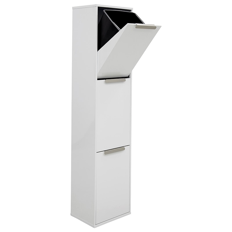 ARREGUI Ecoclas CR301-E Cubo de Basura y Reciclaje de Acero de 3 Compartimentos, Cubos de Basura de Cocina, 3x17L (51L), blanco