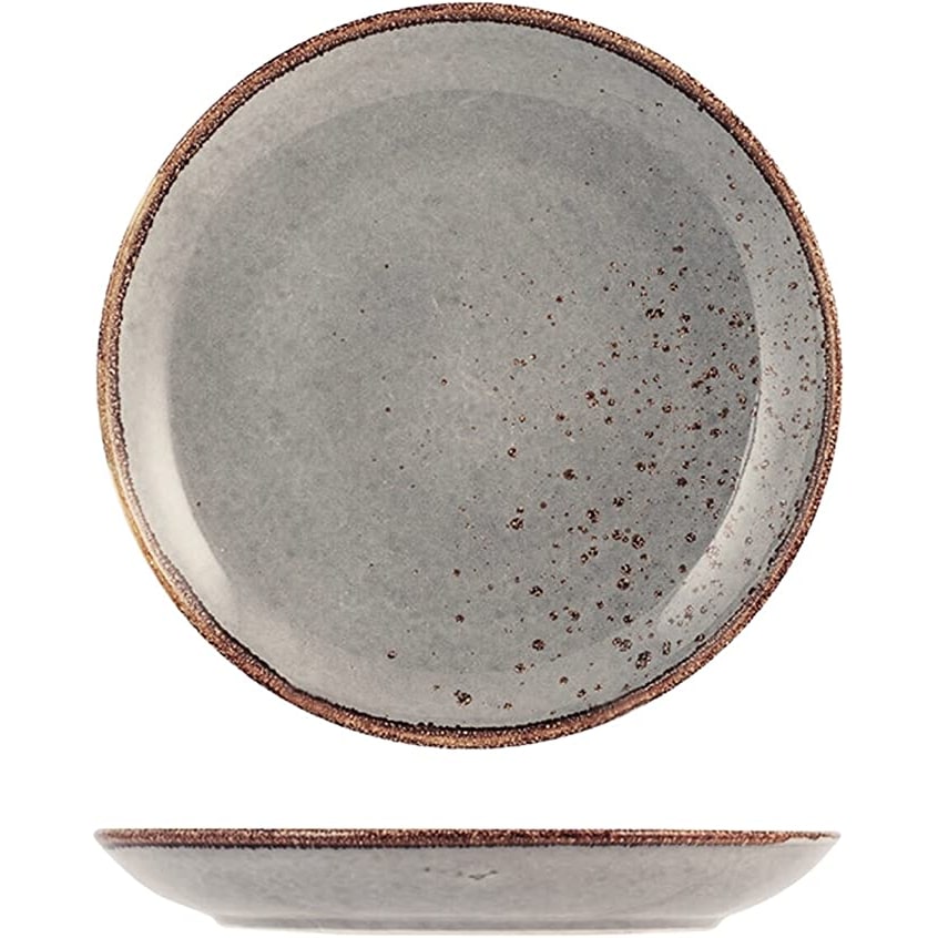 H&H Set 6 Piatti Piani in Stoneware Reactive Grigio 27cm