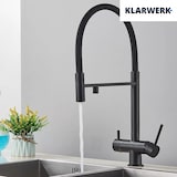 thumbnail of KLARWERK® Lana | Flex 3-Wege Armatur Edelstahl Schwarz matt|Filter Trinkwasser Wasserhahn Küche | Osmose Sprudel Mischbatterie U-Auslauf 3 Anschlüsse