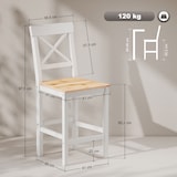 thumbnail of Conjunto de 2 taburetes de bar altura asiento 60,2 cm taburetes de cocina de madera con respaldo y reposapiés carga 120 kg para comedor salón