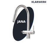 thumbnail of Jana | Grifo extraíble de 3 vías premium plata cepillada | de ósmosis de acero inoxidable para cocina | 360 grados con filtro 3 conexiones arco alto |