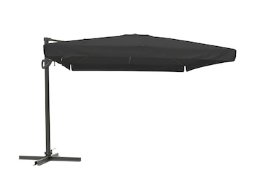 METRO PROFESSIONAL Guarda-sol quadrado suspenso com franja, alumínio/aço, 3 x 3 m, repelente de água, preto/cinzento