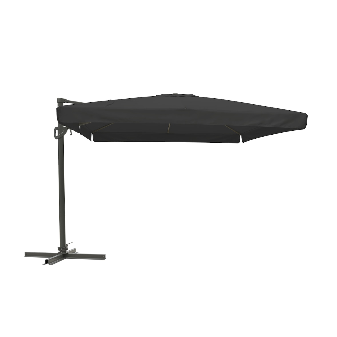 METRO PROFESSIONAL Guarda-sol suspenso quadrado, com franja, alumínio/aço, 3 x 3 m, com função de manivela e inclinação, antracite/cinzento