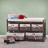 thumbnail of Panca cassettiera shabby vintage 5 ceste legno di paulonia 36x77x45cm marrone