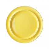 thumbnail of Lot de 4 assiettes rondes à bord surélevé, en porcelaine jaune