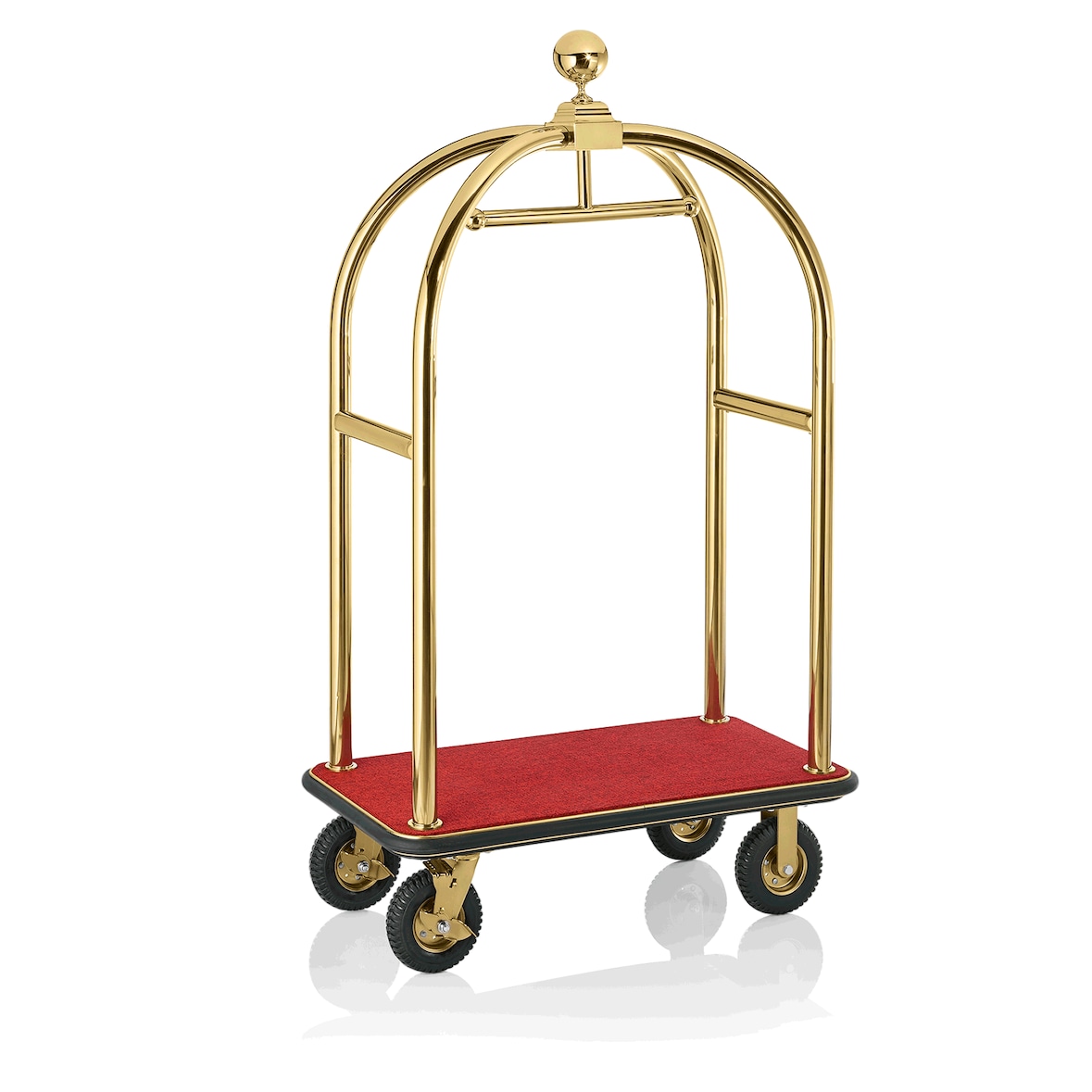 WAS Germany - Gepäckwagen, 113 x 62 x 191 cm, goldfarben,  roter Teppich, Edelstahl