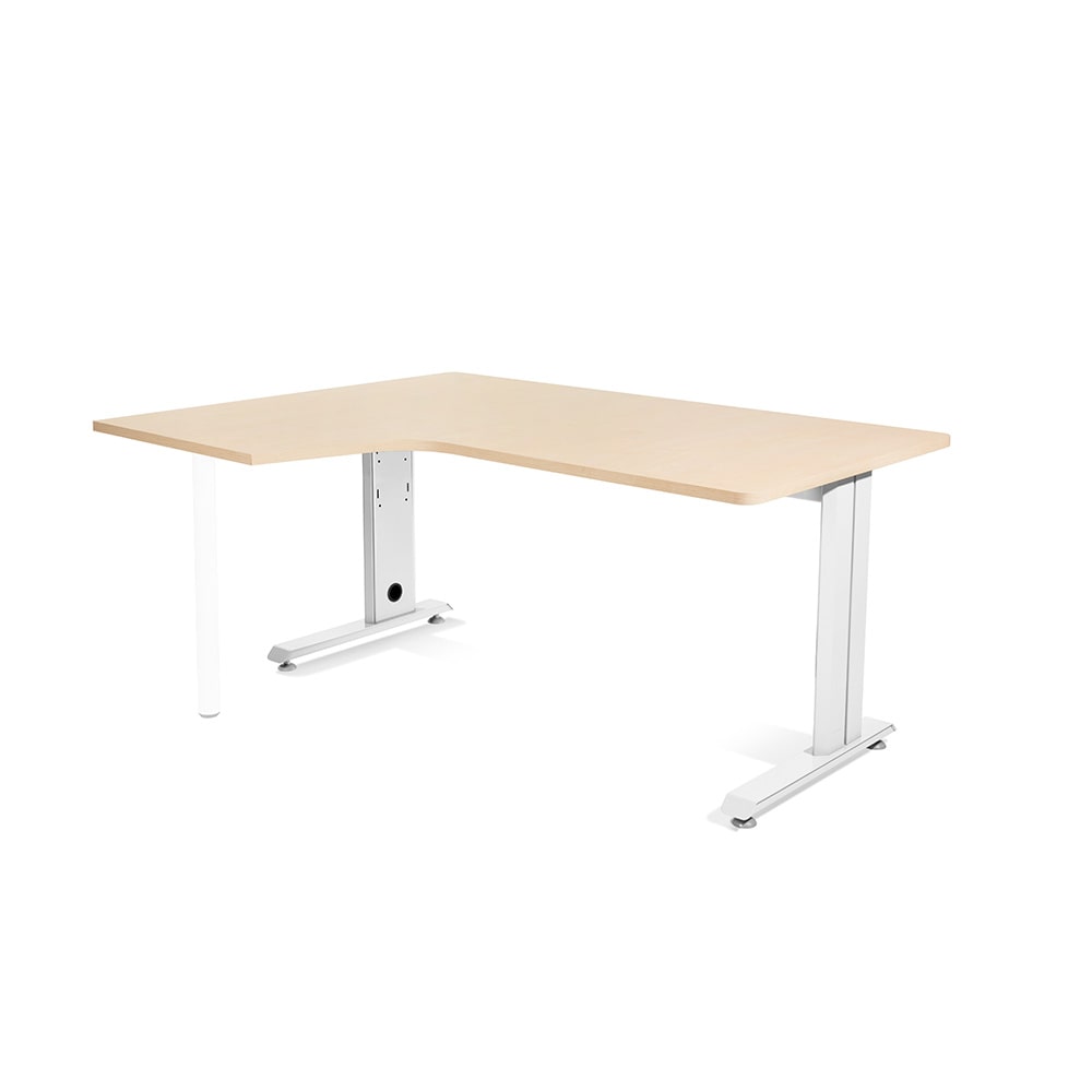 Rocada mesa de oficina serie metal con forma de L izquierda 160x120 blanco/haya