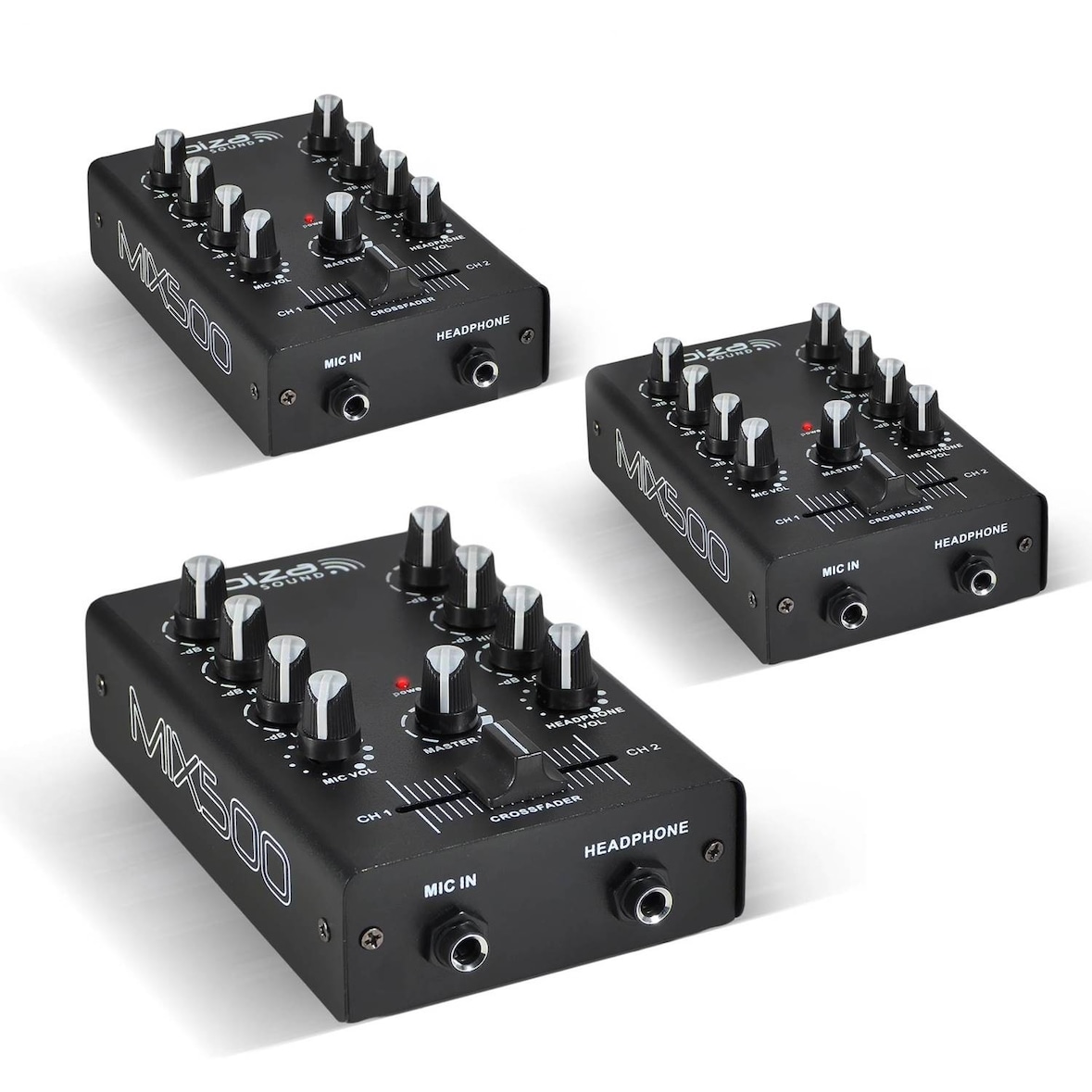 Pack Lot de 3 Tables de mixages 2 canaux 3 entrées IBIZA SOUND MIX500