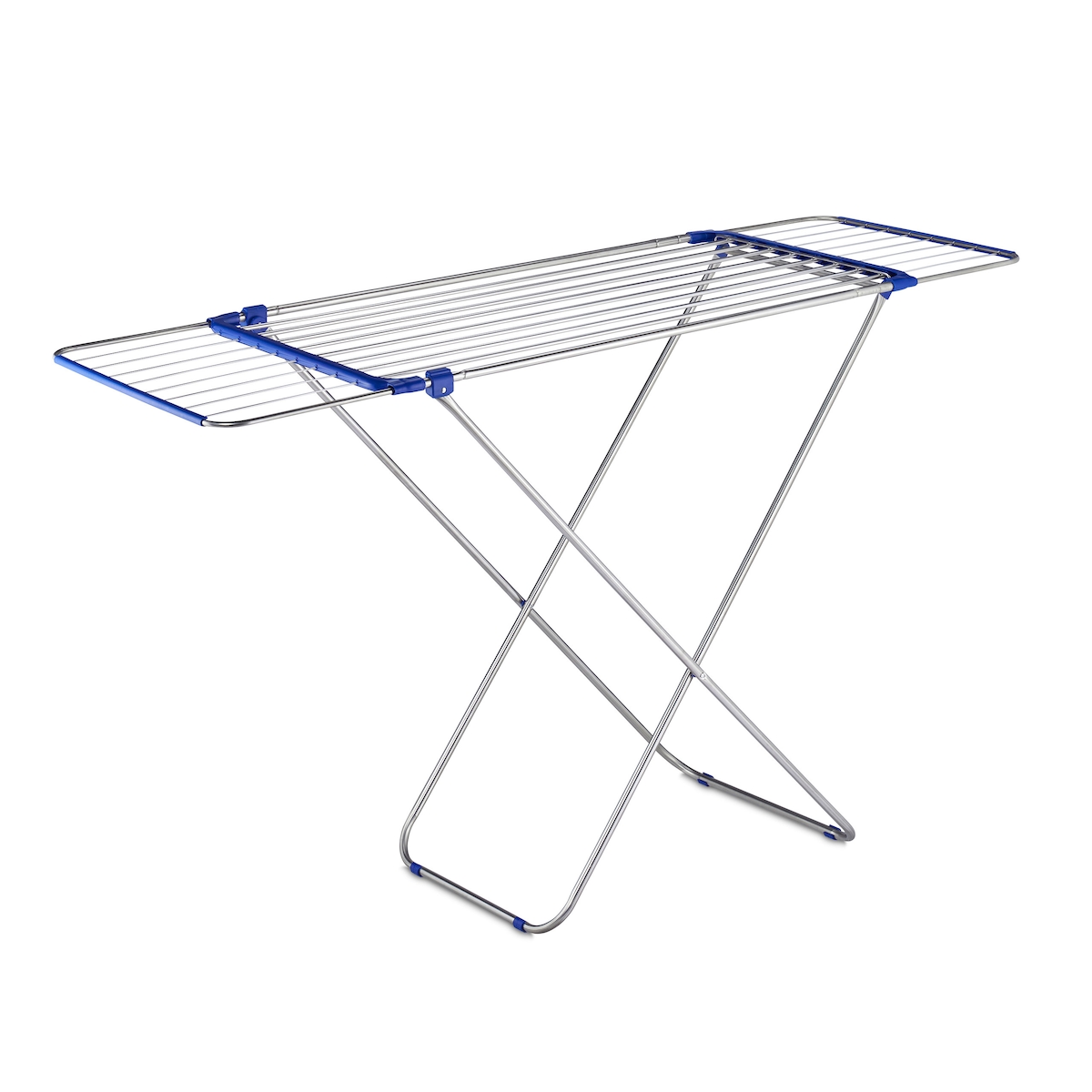 Relaxdays Wäscheständer ausziehbar, klappbar, Edelstahl, 13,6 m Trockenlänge, Standtrockner HBT 97 x 176 x 55 cm, silber