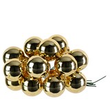 thumbnail of 12 Glaskugeln am Draht 2,5cm Weihnachtskugeln Spiegelbeeren zum Basteln hellgold